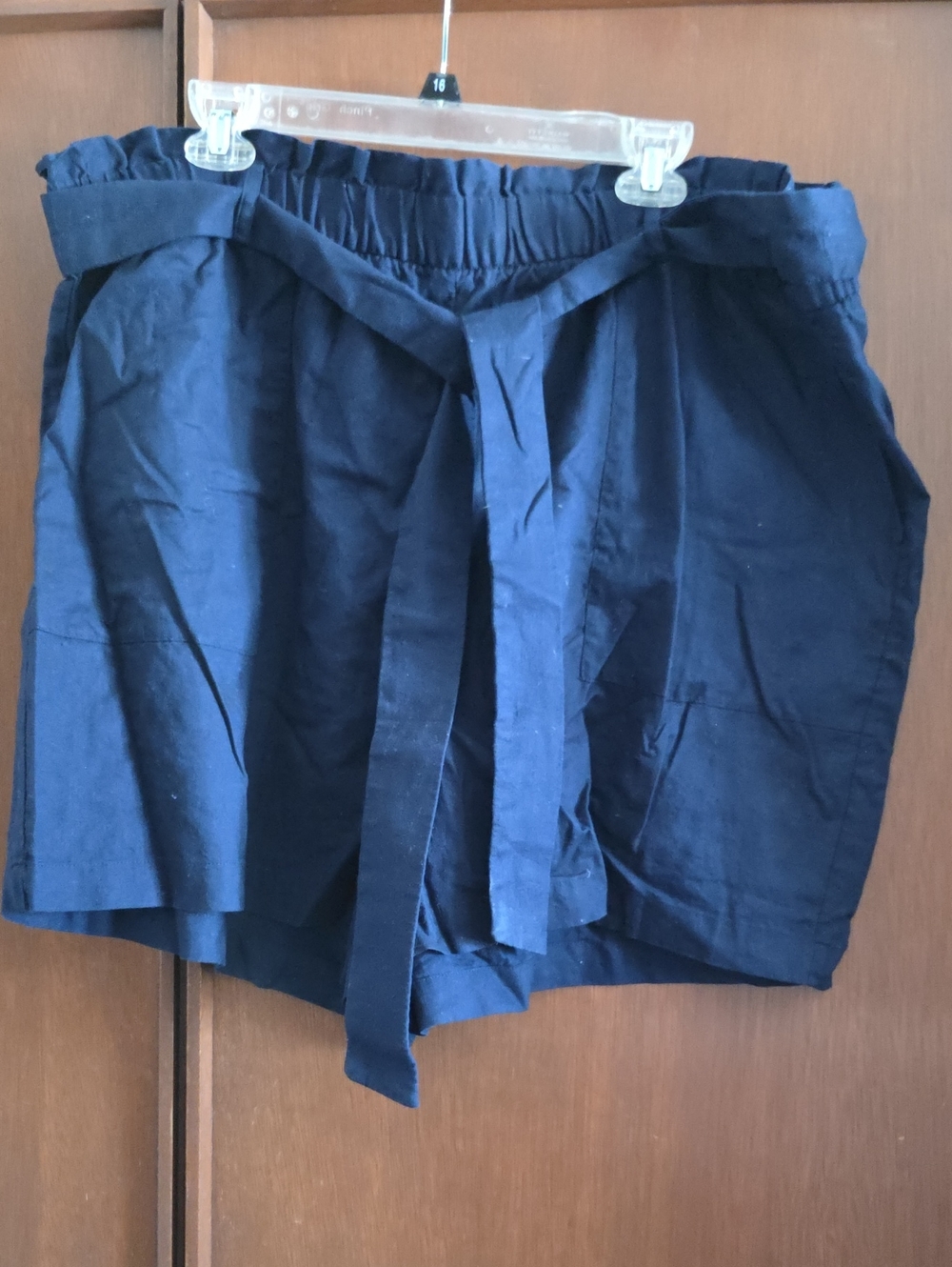 Ava & Viv Navy Paperbag Tie-Waist Linen Blend Shorts Sz 2x